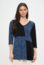 Load image into Gallery viewer, HIT Contrast V-Neck Tunic Top-3080HT-QRP1-C-W392