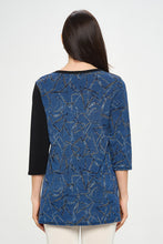 Load image into Gallery viewer, HIT Contrast V-Neck Tunic Top-3080HT-QRP1-C-W392
