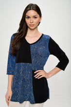 Load image into Gallery viewer, HIT Contrast V-Neck Tunic Top-3080HT-QRP1-C-W392