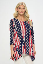 Load image into Gallery viewer, Americana Print Handkerchief Hem Top-3088HT-QRP1-W297