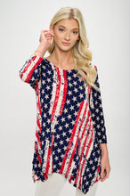 Load image into Gallery viewer, Americana Print Handkerchief Hem Top-3088HT-QRP1-W297