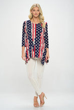 Load image into Gallery viewer, Americana Print Handkerchief Hem Top-3088HT-QRP1-W297