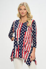 Load image into Gallery viewer, Americana Print Handkerchief Hem Top-3088HT-QRP1-W297