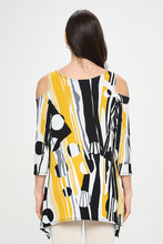 Load image into Gallery viewer, HIT Yellow abstract Cold Shoulder Sharkbite Top-3093HT-QRP1-W395