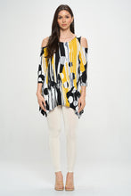 Load image into Gallery viewer, HIT Yellow abstract Cold Shoulder Sharkbite Top-3093HT-QRP1-W395