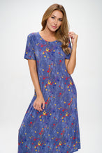 Load image into Gallery viewer, Colorful Splatter Chic Dress Long Dress Short Sleeve -7002BN-SRD1-D006