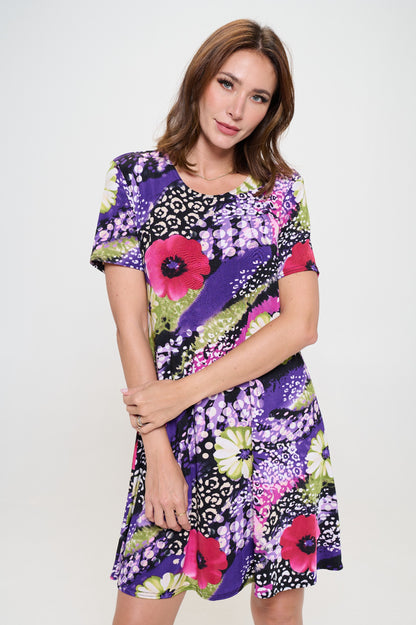 Plus Size Print Missy Dress Short Sleeve-7004BN-SXP1-W408