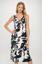 Load image into Gallery viewer, HIT V-Neck Midi Tank Dress with Side Slit-7080HT-TRP1-W403