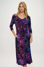 Load image into Gallery viewer, HIT V-Neck Long Dress W/Pocket-7085HT-QRP1-K-W207