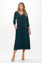Load image into Gallery viewer, HIT V-Neck Long Dress W/Pocket-7085HT-QRS1-K