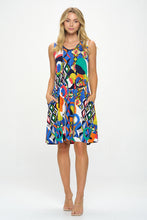 Load image into Gallery viewer, HIT V-Neck Bias Pocket Tank Dress-7088HT-TRP1-K-W419