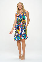 Load image into Gallery viewer, HIT V-Neck Bias Pocket Tank Dress-7088HT-TRP1-K-W419