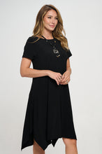 Load image into Gallery viewer, Boat Neckline Shark Bite Hem Dress-7096HT-SRS1