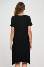 Load image into Gallery viewer, Boat Neckline Shark Bite Hem Dress-7096HT-SRS1