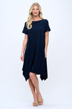 Load image into Gallery viewer, Plus Size Boat Neckline Shark Bite Hem Dress-7096HT-SXS1