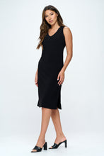 Load image into Gallery viewer, HIT V-Neck Midi Tank Dress with Side Slit-7080HT-TRS1