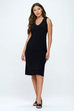 Load image into Gallery viewer, HIT V-Neck Midi Tank Dress with Side Slit-7080HT-TRS1