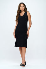 Load image into Gallery viewer, HIT V-Neck Midi Tank Dress with Side Slit-7080HT-TRS1