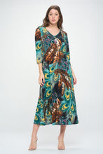 Load image into Gallery viewer, HIT V-Neck Long Dress W/Pocket-7085HT-QRP1-K-W367