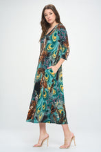 Load image into Gallery viewer, HIT V-Neck Long Dress W/Pocket-7085HT-QRP1-K-W367