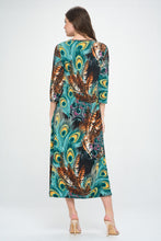 Load image into Gallery viewer, HIT V-Neck Long Dress W/Pocket-7085HT-QRP1-K-W367