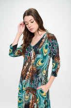 Load image into Gallery viewer, HIT V-Neck Long Dress W/Pocket-7085HT-QRP1-K-W367