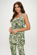Load image into Gallery viewer, Two-Piece Sleeveless Top & Capri Pant Set-9002BN-TRP1-W404