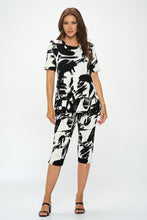 Load image into Gallery viewer, Two-Piece Short Sleeve Top & Capri Pant Set- 9003BN-SRP1-W403