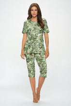 Load image into Gallery viewer, Two-Piece Short Sleeve Top & Capri Pant Set- 9003BN-SRP1-W404