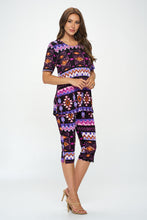 Load image into Gallery viewer, Two-Piece Short Sleeve Top & Capri Pant Set- 9003BN-SRP1-W407