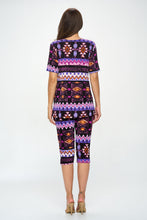 Load image into Gallery viewer, Two-Piece Short Sleeve Top & Capri Pant Set- 9003BN-SRP1-W407