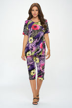 Load image into Gallery viewer, Two-Piece Short Sleeve Top & Capri Pant Set- 9003BN-SRP1-W408