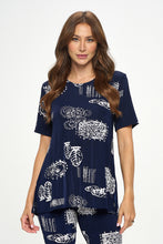 Load image into Gallery viewer, Two-Piece Short Sleeve Top & Capri Pant Set- 9003BN-SRP1-W425