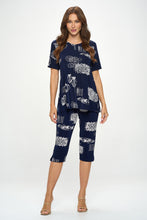 Load image into Gallery viewer, Two-Piece Short Sleeve Top & Capri Pant Set- 9003BN-SRP1-W425