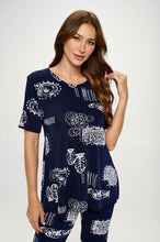 Load image into Gallery viewer, Two-Piece Short Sleeve Top & Capri Pant Set- 9003BN-SRP1-W425