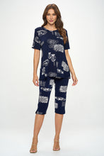 Load image into Gallery viewer, Two-Piece Short Sleeve Top & Capri Pant Set- 9003BN-SRP1-W425