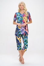 Load image into Gallery viewer, Two-Piece Short Sleeve Top & Capri Pant Set- 9003BN-SRP1-W441