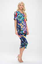 Load image into Gallery viewer, Plus Size Capri Pants Set Short Sleeve- 9003BN-SXP1-W441