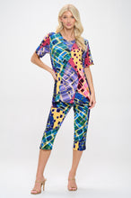 Load image into Gallery viewer, Plus Size Capri Pants Set Short Sleeve- 9003BN-SXP1-W441
