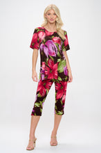 Load image into Gallery viewer, Plus Size Capri Pants Set Short Sleeve- 9003BN-SXP1-W442