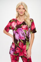 Load image into Gallery viewer, Two-Piece Short Sleeve Top & Capri Pant Set-9003BN-SRP1-W442