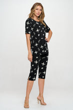 Load image into Gallery viewer, Two-Piece Short Sleeve Top & Capri Pant Set- 9003BN-SRP1-W466
