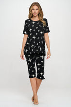 Load image into Gallery viewer, Two-Piece Short Sleeve Top & Capri Pant Set- 9003BN-SRP1-W466