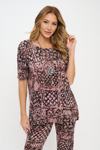 Load image into Gallery viewer, Two-Piece Short Sleeve Top & Capri Pant Set- 9003BN-SRP1-W468