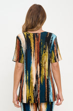 Load image into Gallery viewer, Two-Piece Short Sleeve Top & Capri Pant Set- 9003BN-SRP1-W470