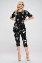 Load image into Gallery viewer, Two-Piece Short Sleeve Top & Capri Pant Set-9003BN-SRP1-W308 - Jostar Online