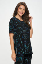 Load image into Gallery viewer, Two-Piece Short Sleeve Top & Capri Pant Set- 9003BN-SRP1-W401