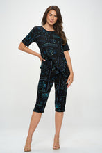 Load image into Gallery viewer, Two-Piece Short Sleeve Top & Capri Pant Set- 9003BN-SRP1-W401