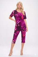 Load image into Gallery viewer, Plus Size Capri Pants Set Short Sleeve- 9003BN-SXP1-W440 - Jostar Online