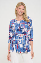 Load image into Gallery viewer, HIT Round Neck 3/4 Sleeve Slit Top-3079HT-QRP1-W397